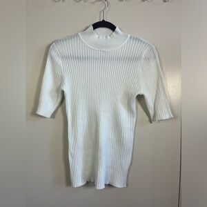 Madison Gray Ribbed Mock Neck Top